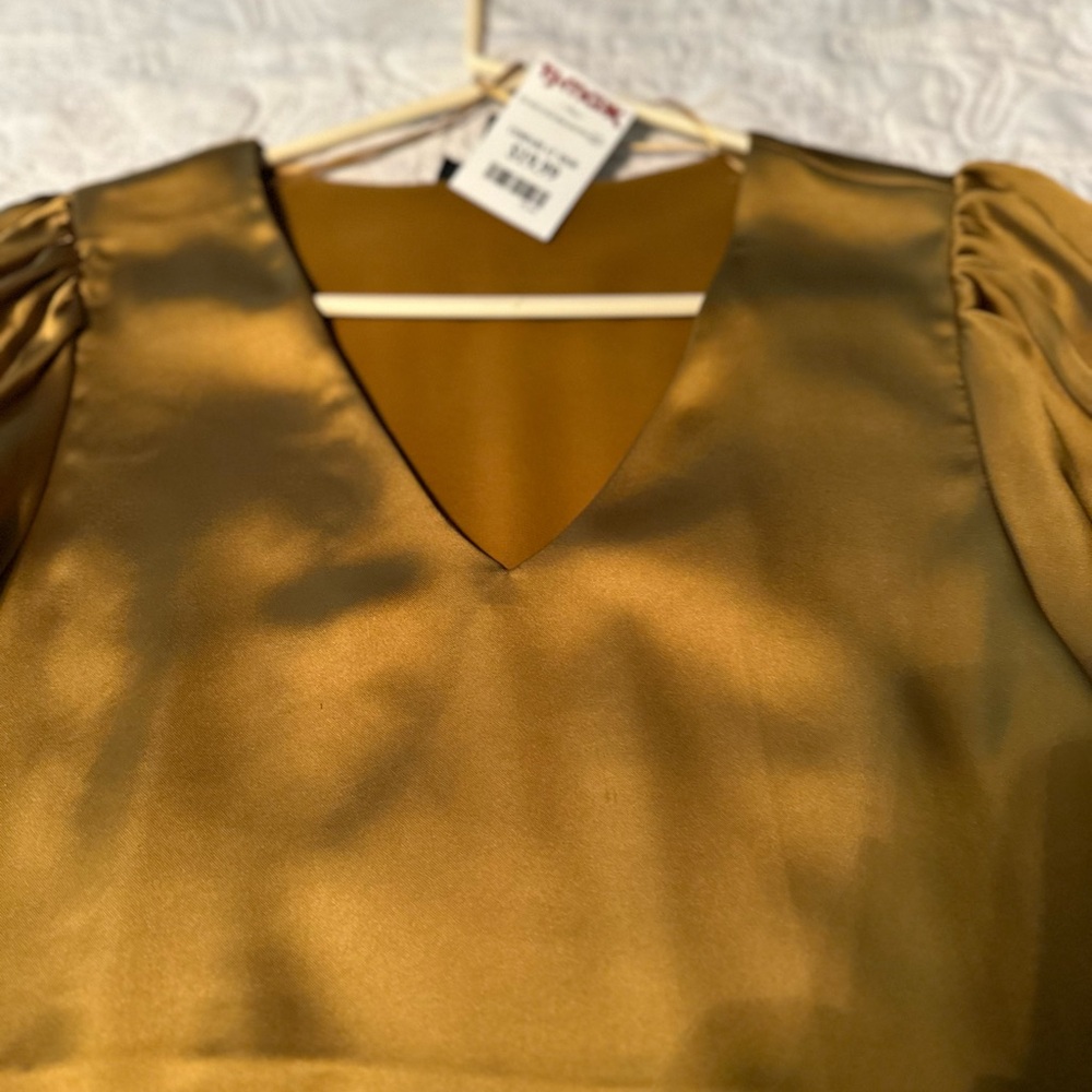 Gold V-Neck Satin Dress